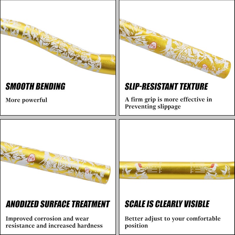 JXPANG Universal 28mm 1/1/8" Handle Bar For CRF KLX KX LTR TRX SX SXF EXC XCW Motocross Pit Dirt Bike Scooter ATV Quad Bike Grizzly Hawk 250 Bicycles (Gold) - Image 3